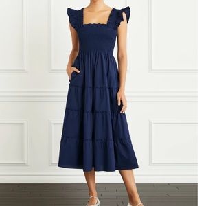 Hill House Navy Blue Smocked Midi Dress